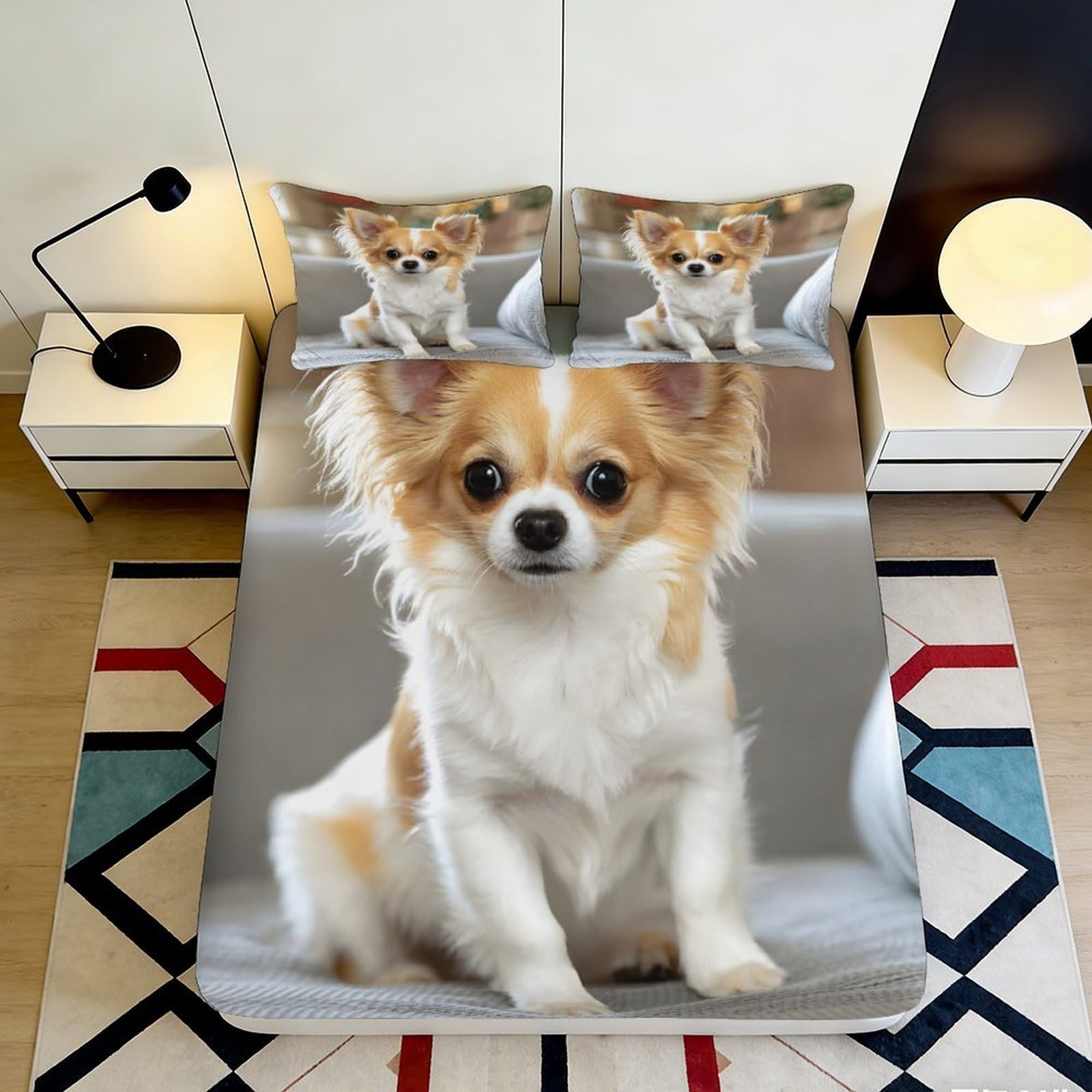 Pnayamiorkfel Style-10 3D Printed Cute Chihuahua Fitted Sheet Microfiber Soft Non-Slip Dog Bed Cover For Bedroom Dorm Decor 90X200x25cm
