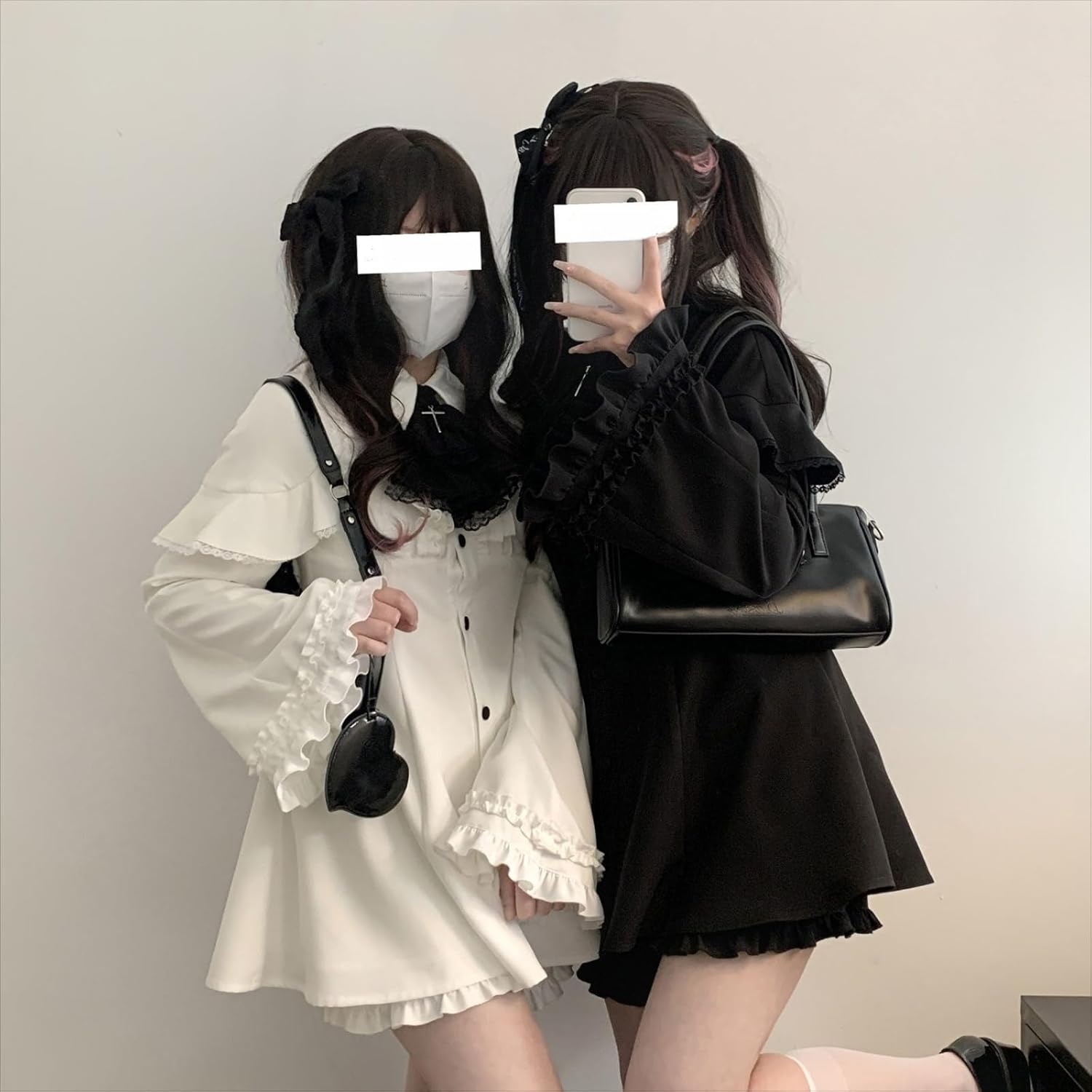 2 Pieces Lolita Sets Kawaii Long Sleeve Blouse Women Goth Tennis Pleated High Waisted Cute Ruffle A Line Skirts