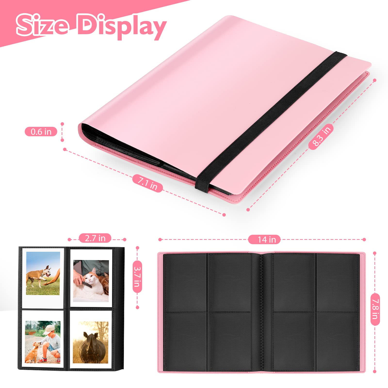 Mini album na zdjęcia, 160 kieszeni, na zdjęcia 5 x 7 cm, kompatybilny z Fujifilm Instax Mini Film/Kpop (różowy)