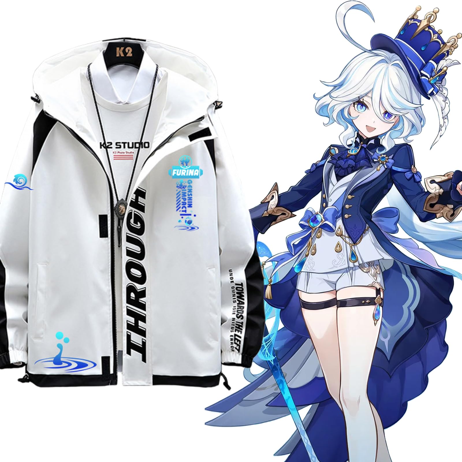 Amazon | 原神 フリーナ 印象パーカー フォンテーヌ Furina 水神