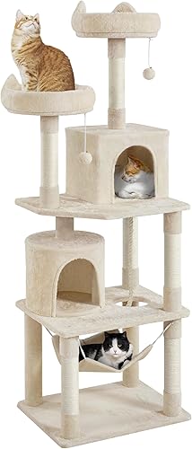 Yaheetech Torre para gatos, árbol de gato de 70.5 pulgadas de alto para gatos de interior, árbol de escalada para gatos de varios niveles con