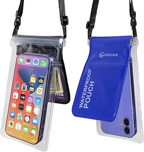 Oreunik Bolsa impermeable para teléfono 2 unidades, funda impermeable para iPhone 1413 Pro MAX Samsung Galaxy S22S20 s11s10 hasta 8 pulgadas,