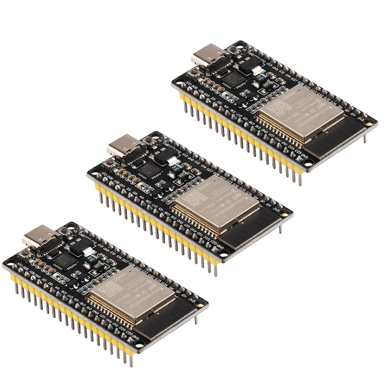 Diymore 3PCS ESP32 USB C pour ESP32 NodeMcu Carte de développement 2.4 GHz WLAN WiFi Bluetooth CP2102