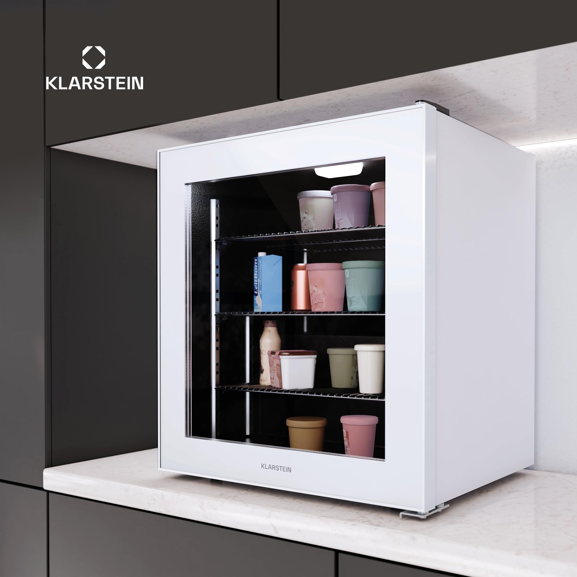 Klarstein IceAge 88 Mini Congélateur 88L 0 à -18°C Éclairage LED 3 Étagères Classe E Blanc