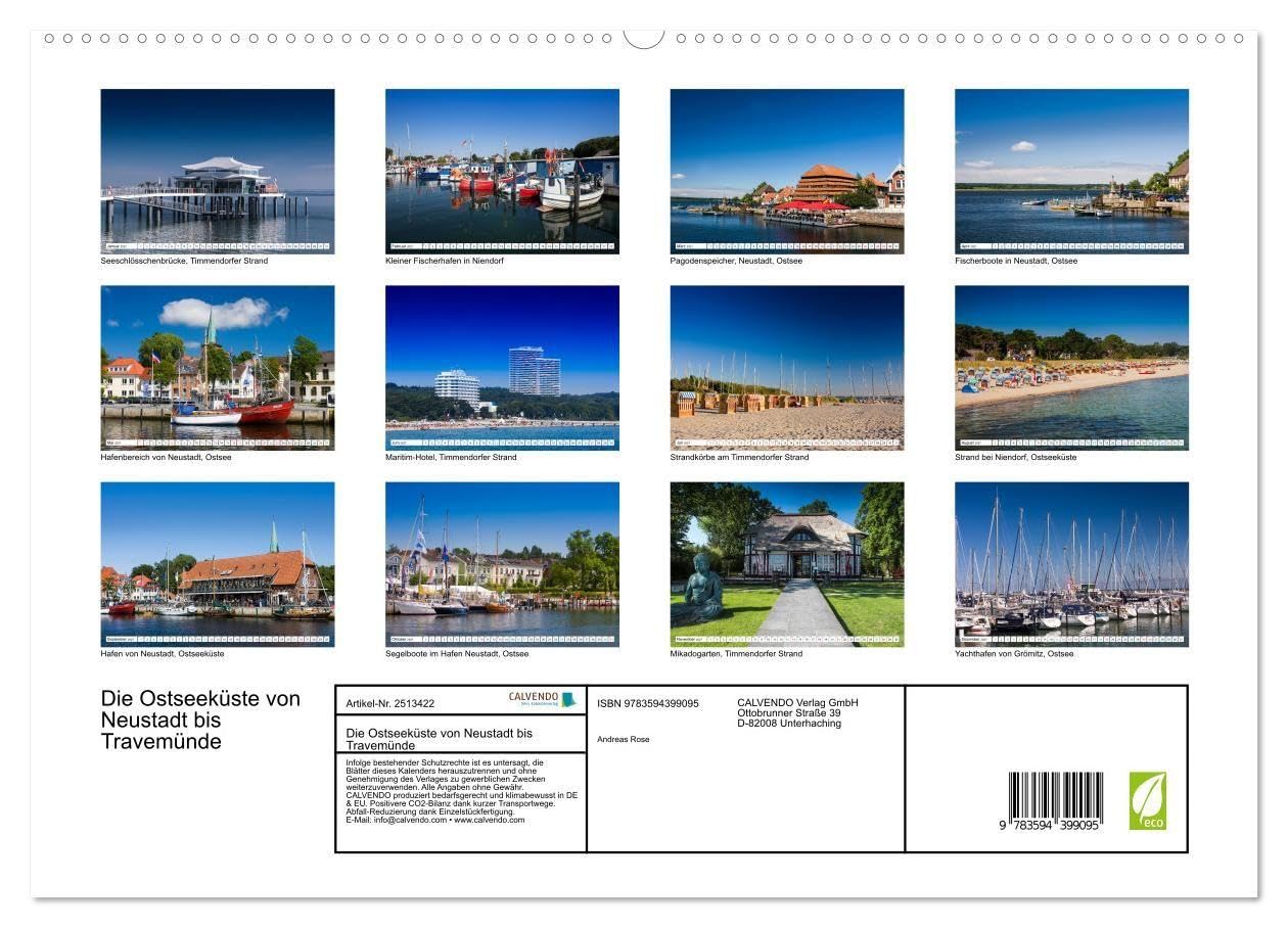 Die Ostseeküste von Neustadt bis Travemünde (hochwertiger Premium Wandkalender 2027 DIN A2 quer), Kunstdruck in Hochglanz: Eine stimmungsvolle Reise ... Häfen mit weitem Blick auf die Ostsee.