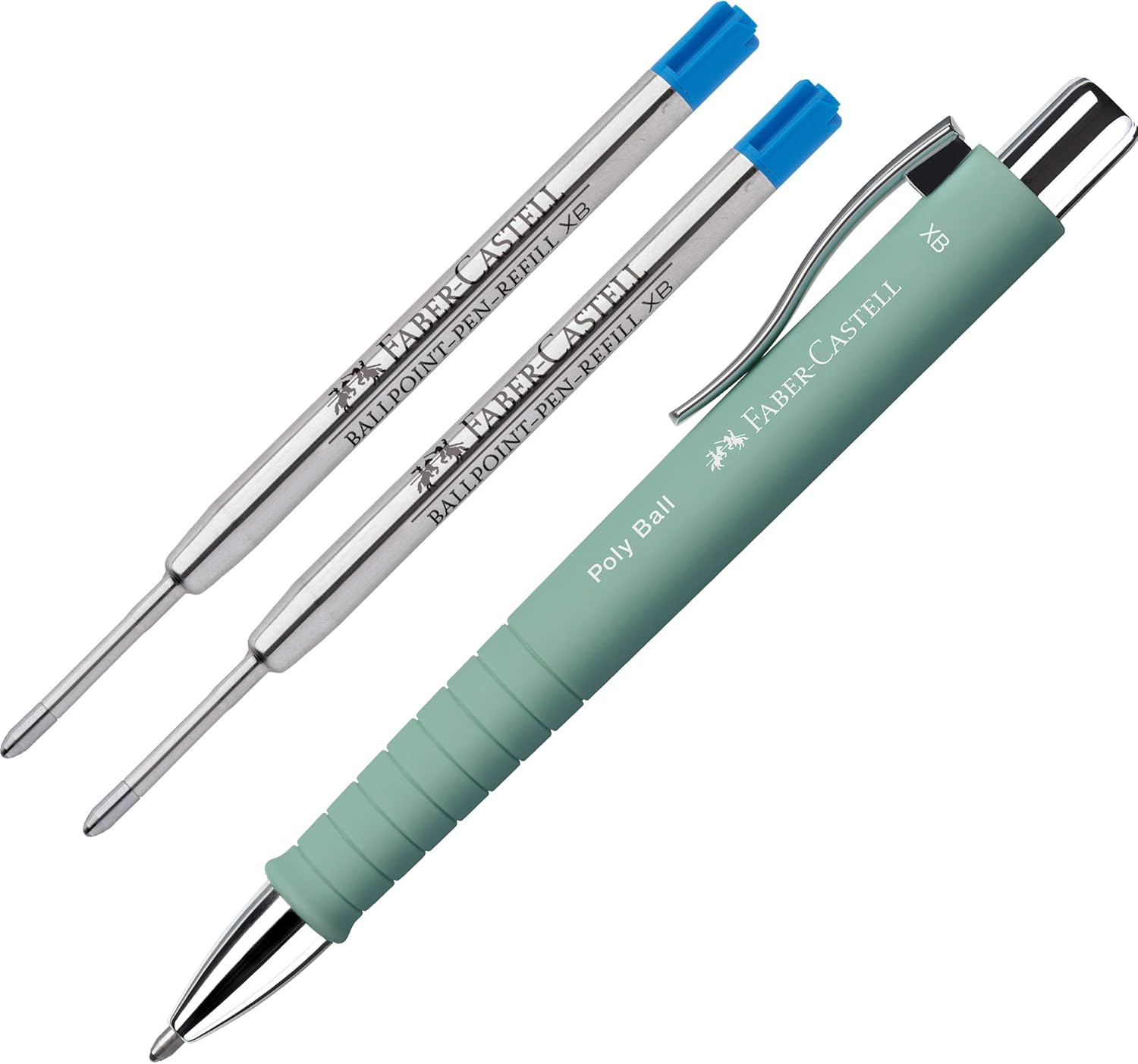 Faber-Castell - Poly Ball XB ballpoint pen (mint green + 2 XB refills blue)