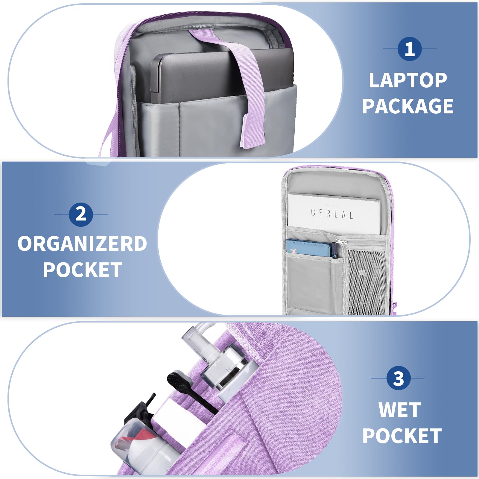 Leyrica Zaino da Viaggio per Ryanair/Wizzair 40x20x25 Bagaglio a Mano Unisex Borse da Cabina Zaino per Laptop 15 pollici Daypack Casual Zaino Università (Viola)