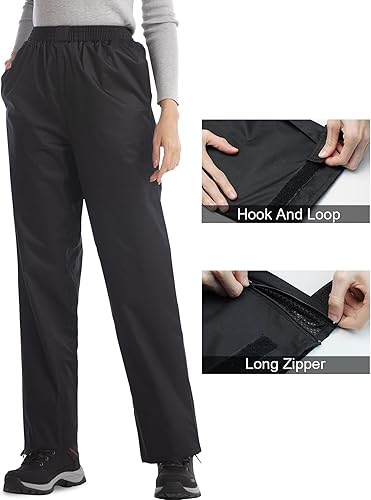 Miniatura 3 de iCreek Pantalones de lluvia impermeables para mujer, resistentes al viento, ligeros, para trabajo, lluvia, al aire libre, para golf, pesca