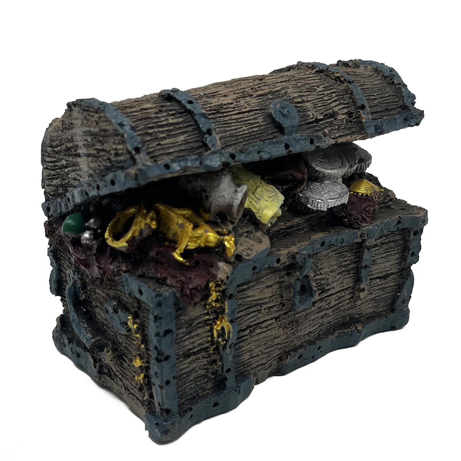 Mipukbay Treasure Chest Fish Tank Decorations Funny Aquarium Decor Ornament for Small Aquarium and Fish Tank Safe Landscape