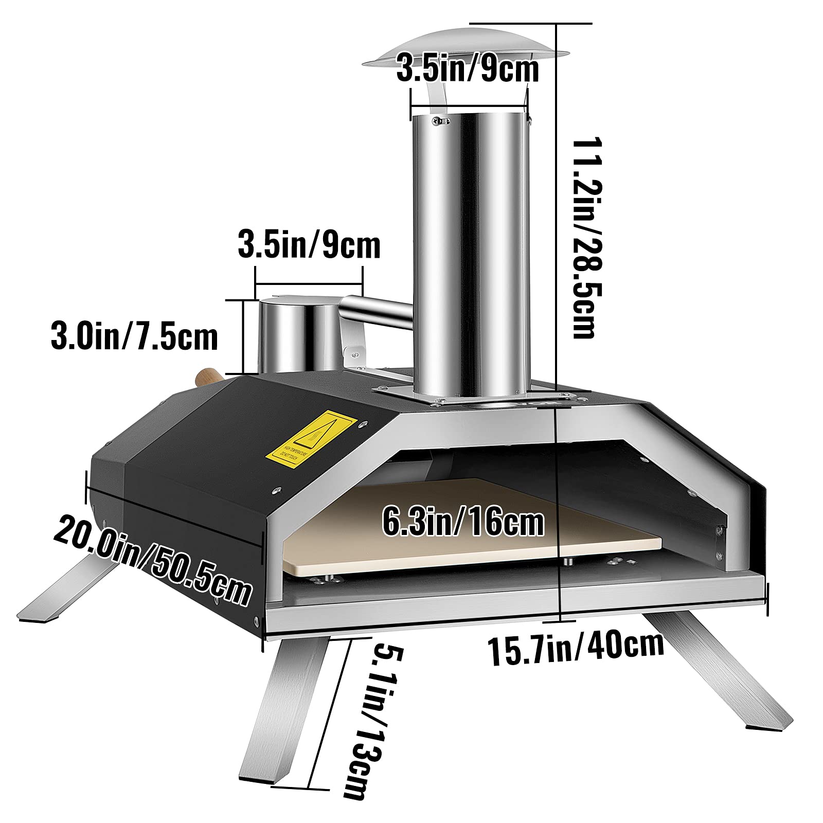 VEVOR Portable Pizza Oven, 12" Pellet Pizza Oven, Stainless Steel Pizza