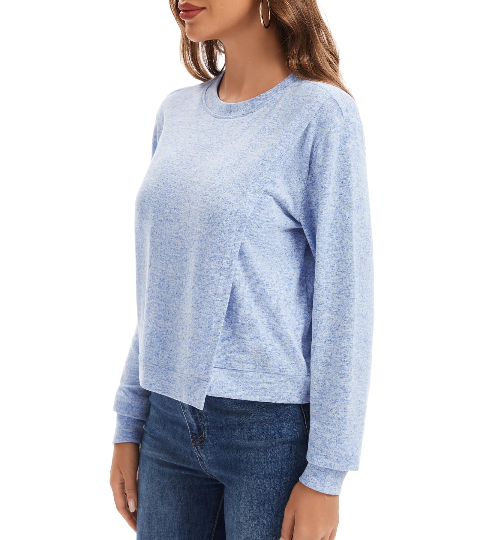 Sosolism Camisetas de Lactancia para Mujer Manga Larga Prendas de Lactancia