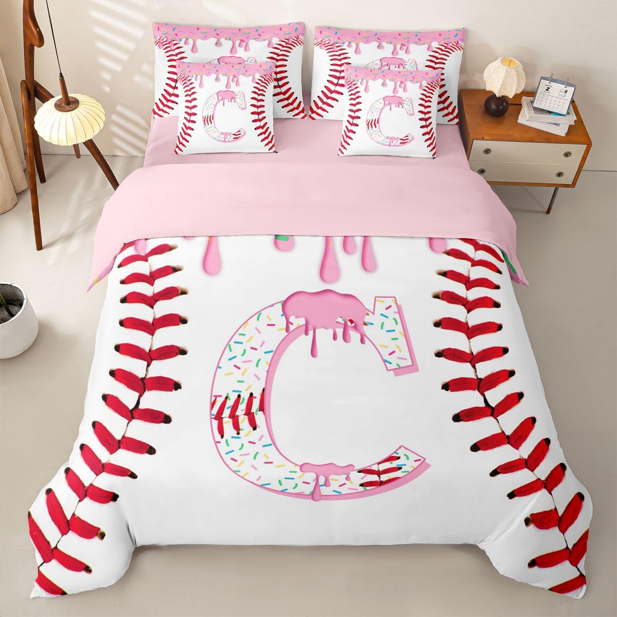 Homewish Baseball Anfangsbuchstabe C Bettwäsche 155x220 7teilig