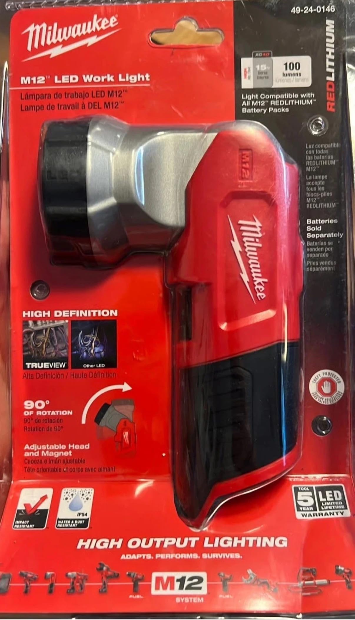 49-24-0146 M12 12-Volt LED Work Light Bare Tool