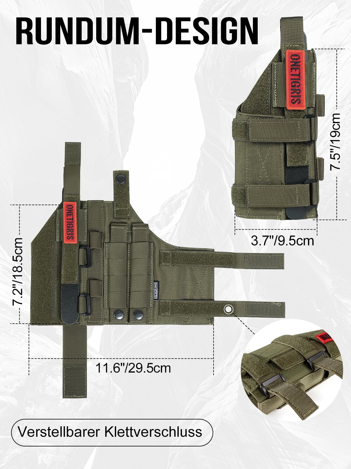 OneTigris Pistolenholster für Rechtshänder – Verstellbares 1000D Nylon MOLLE Bein- & Gürtelholster – Kompatibel mit gängigen Full-Size & Compact Pistolen – Für Airsoft, Paintball & Taktisches Training