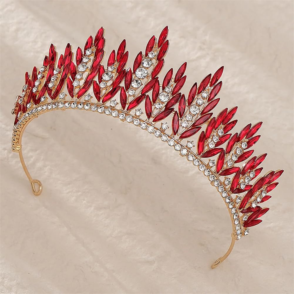 Corona e Tiara con Strass di Cristallo per Donne e Ragazze, Gioielli per Capelli da Sposa e da Festa (Oro)
