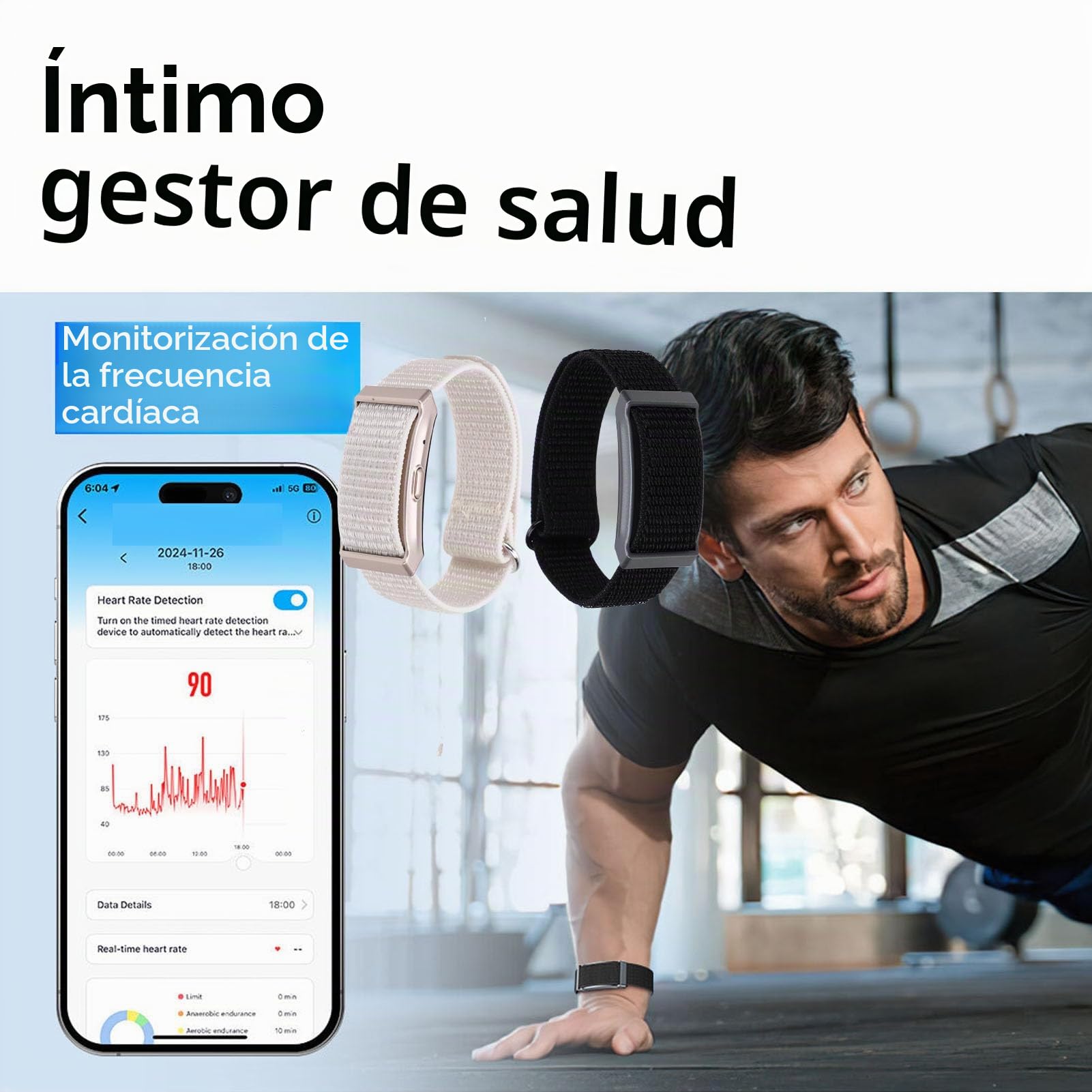 Tosuny Pulsera Inteligente, Rastreador de Actividad Física con Monitor de Temperatura Corporal, Seguimiento del Sueño con Batería de 40 Días para Gestión de la Salud de la Actividad (Black)