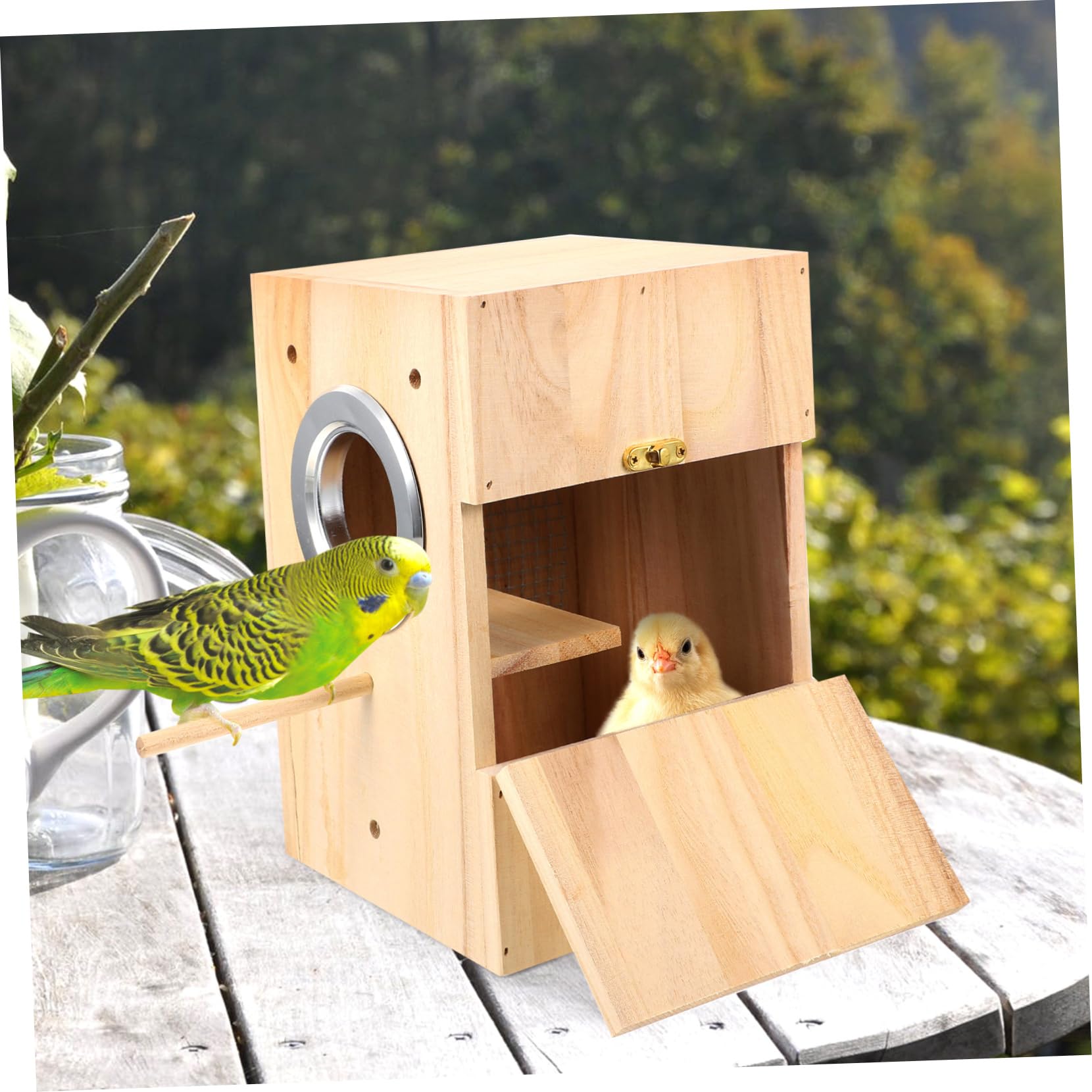 Hohopeti Nichoir à Oiseaux en Bois, Boîte de Reproduction Simple, Nid Confortable pour Canari et Alouette, pour Repos et Jeu,