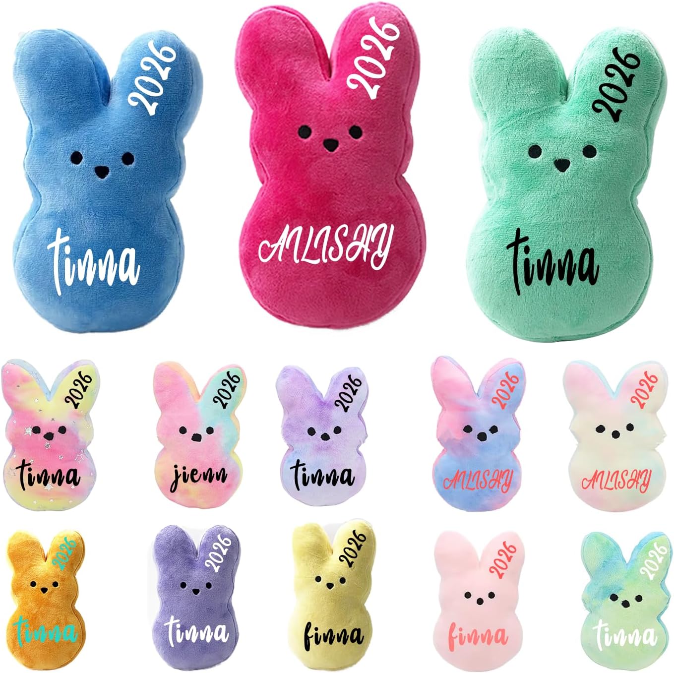 Personalized Plush Bunny, 3 Sizes Easter Basket Gifts, 12 Colors Peeps Bunny, Custom Name Peeps Plush Bunny, Girls Bunny Plush Toy Boys Easter Gifts, Desktop Decorations Couch Decorations Plush Toys