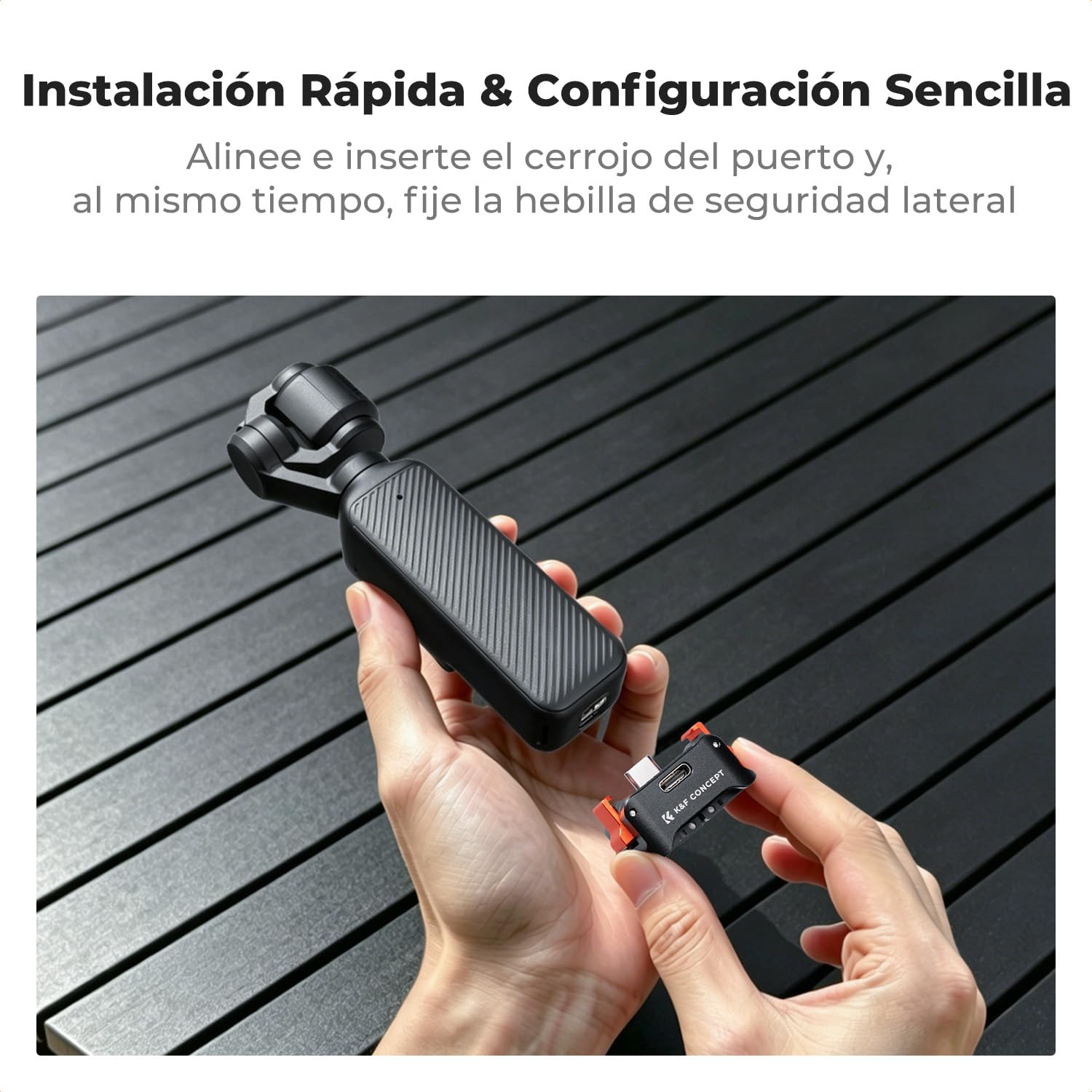 K&F CONCEPT PP61 Base Carga Rápida Magnética Compatible con dji Osmo Pocket 4/3, Adaptador Arca-Swiss y 1/4" para Action CAM, Dock Vlog Aluminio CNC