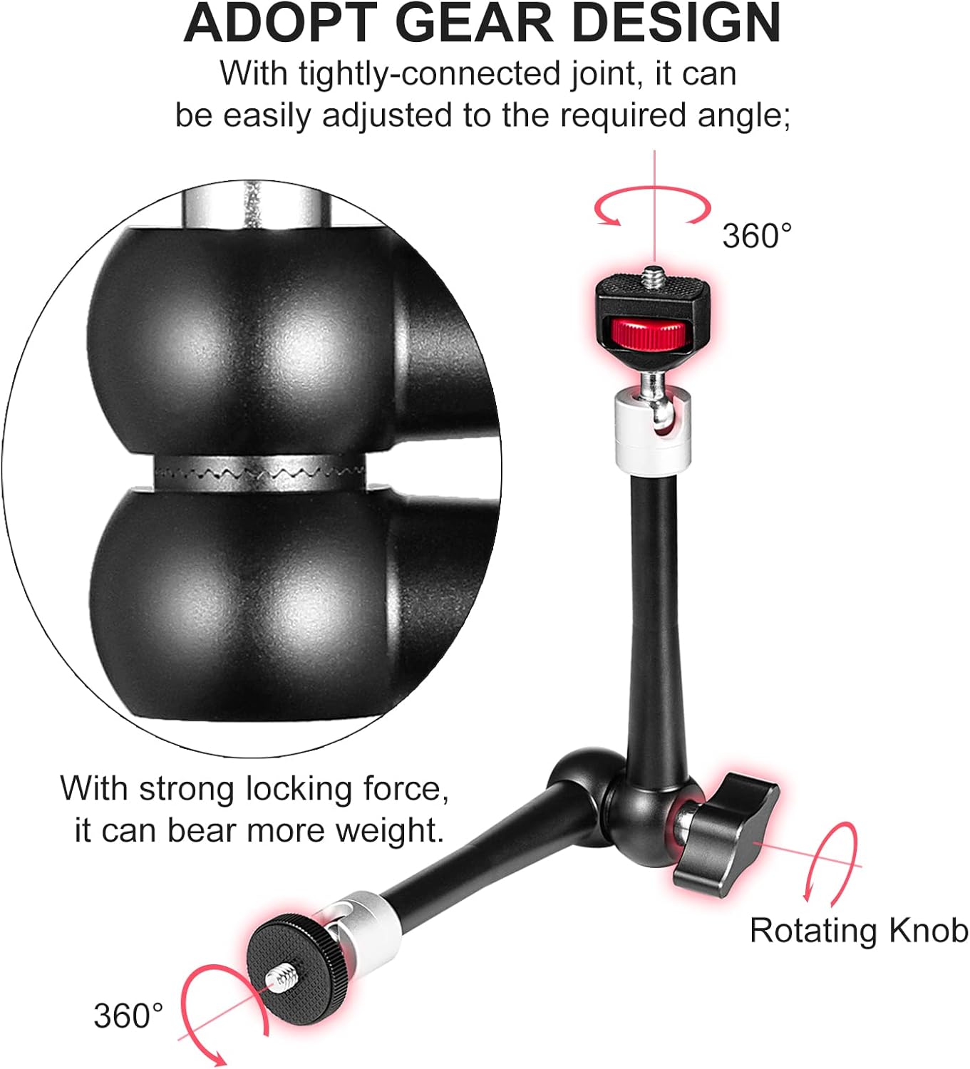11'' Articulating Friction Magic Arm Super Camera Clamp Mount Cell Phone Holder Action Camera Adapter Kit for DSLR Camera LCD Monitor Vlog Rig Video LED Light Microphone Cage Camcorder Projector
