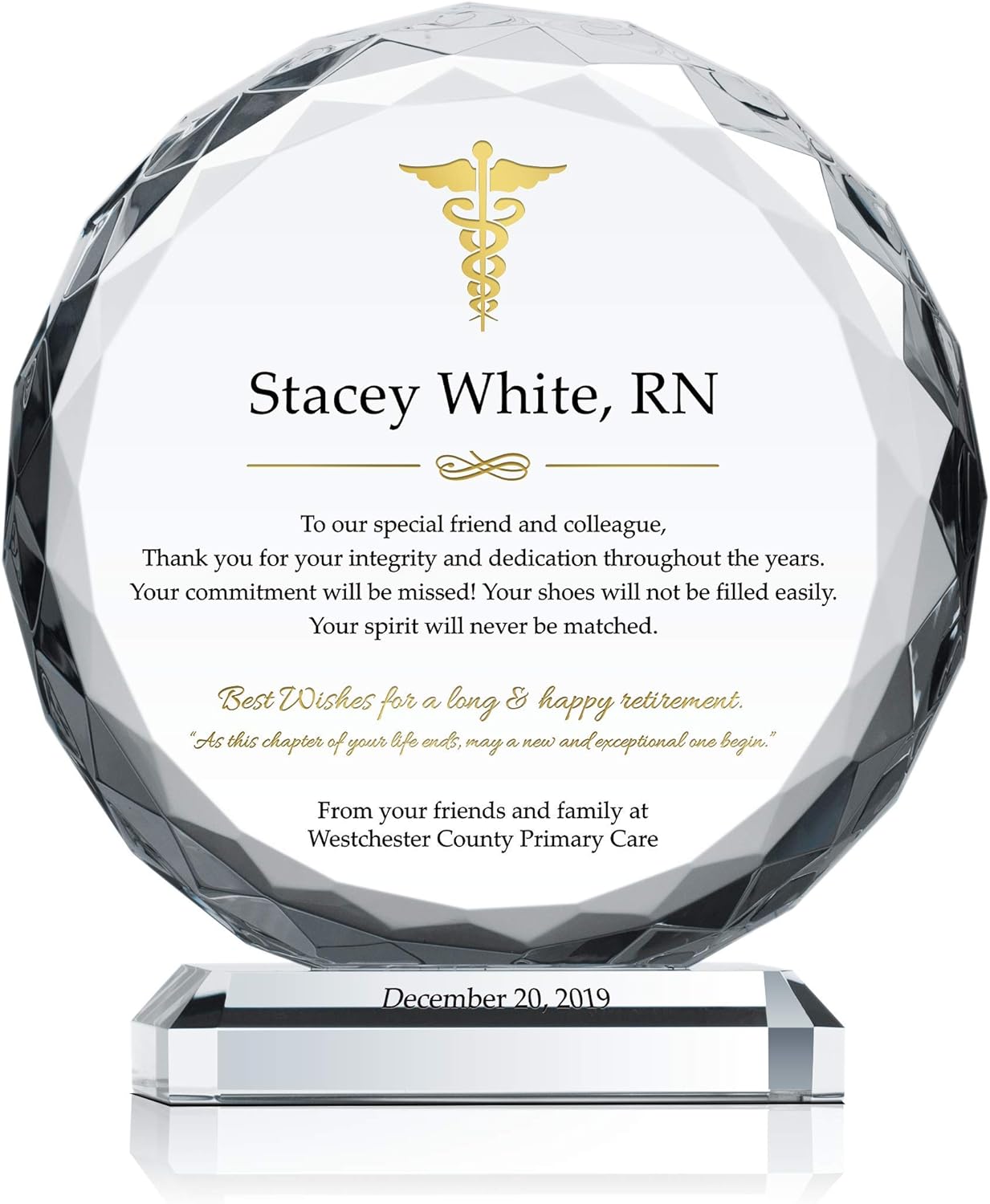 Buy Personalized Crystal Nurse Retirement Gift Plaque, Customized with