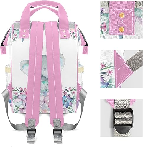 Miniatura 3 de Mochila de pañales con nombre de elefante, bolsa multifunción de gran capacidad para mamá, papá, unisex, niño y niña, Diseño 3, Personalizado