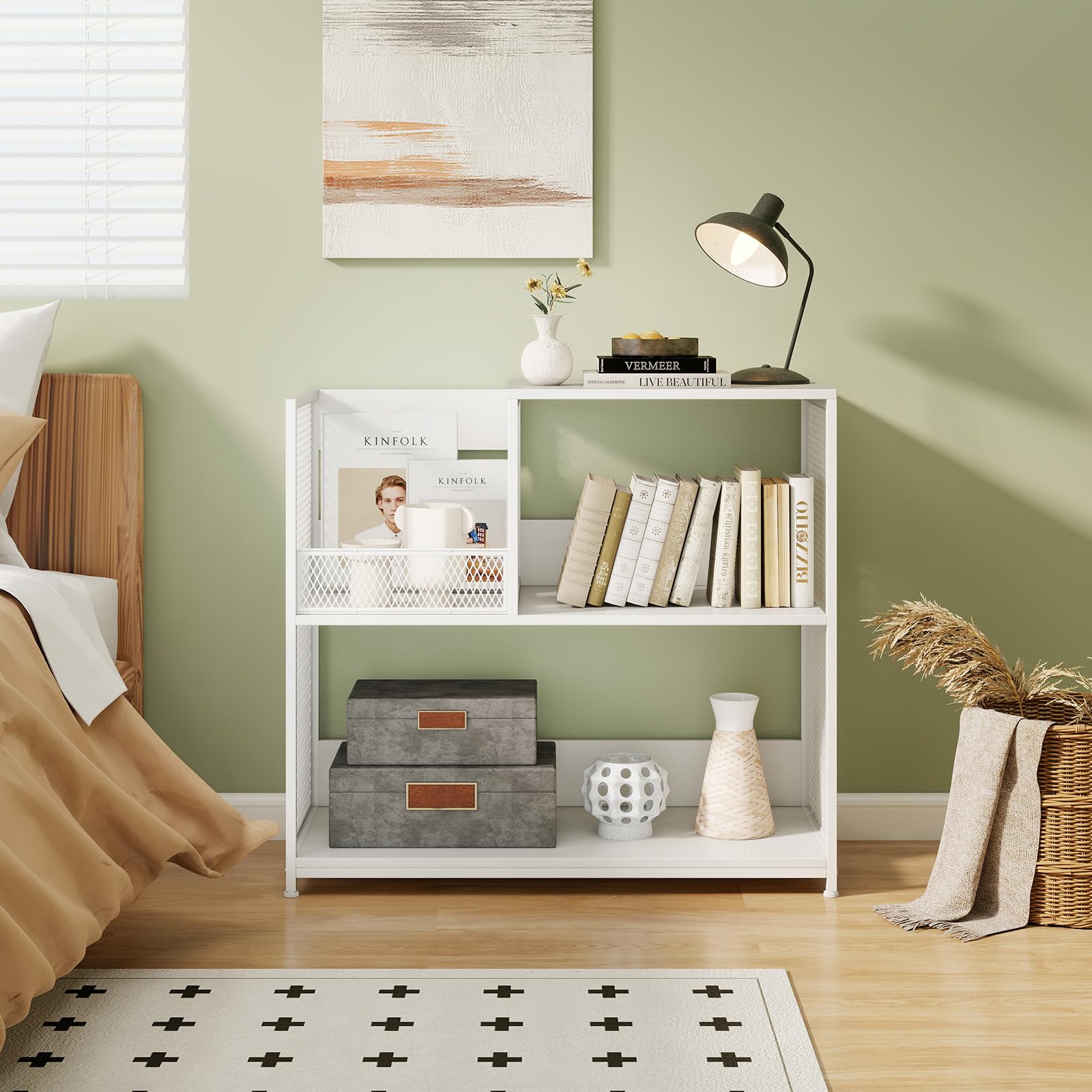 GIANTEX Supporto per giradischi a 3 livelli, espositore a disco in vinile per 300 album, 3 divisori rimovibili, organizer per album, telaio in metallo, libreria per soggiorno, studio, ufficio (bianco)