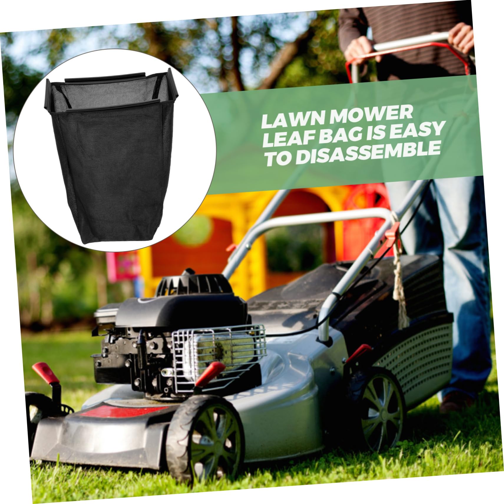 Bolsa Recolectora de Césped de Nailon Negro, Cierre Cordón y Tamaño Ajustable, para Jardín y Limpieza de Hojas en Tractor Cortacésped