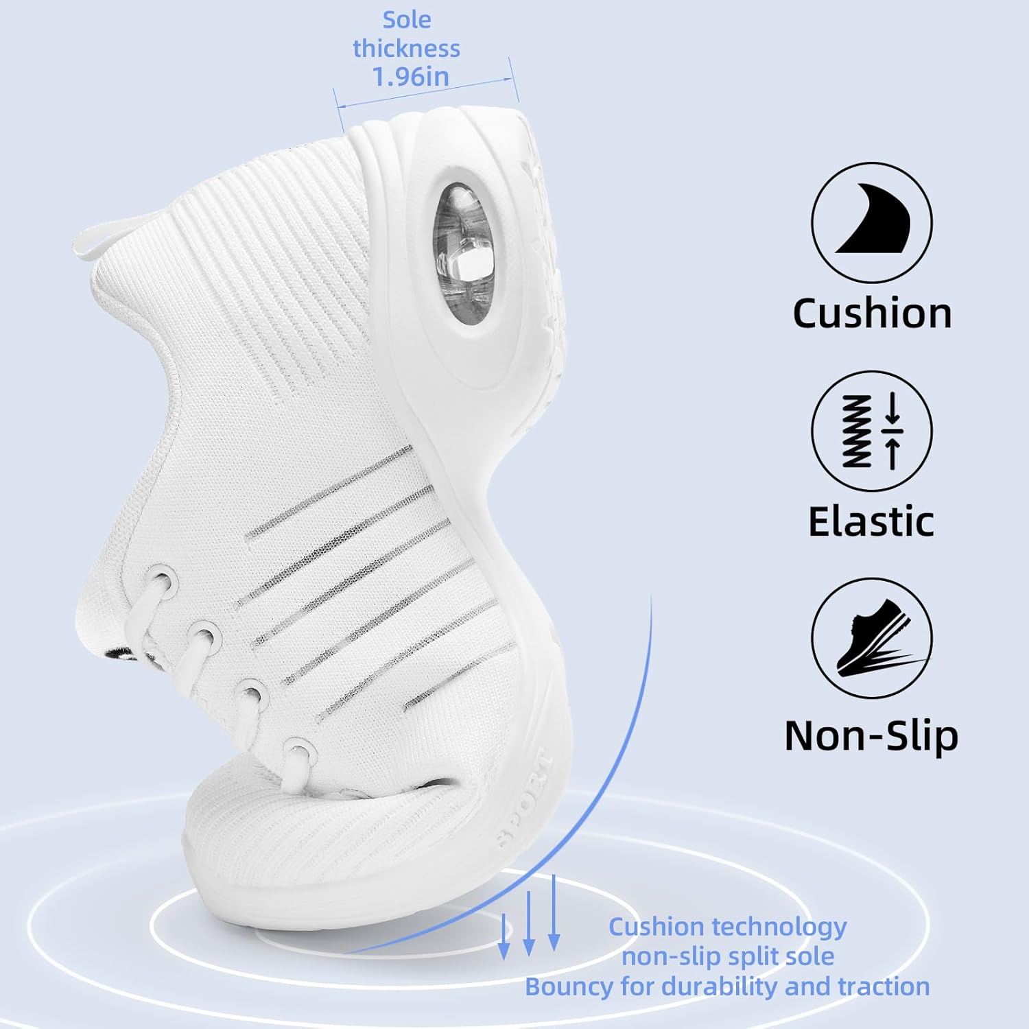 PPQ Women's Jazz Shoes Lace-up Sneakers Modern Dance Shoes Air Cushion Platform Walking Dance Shoes - Image 4