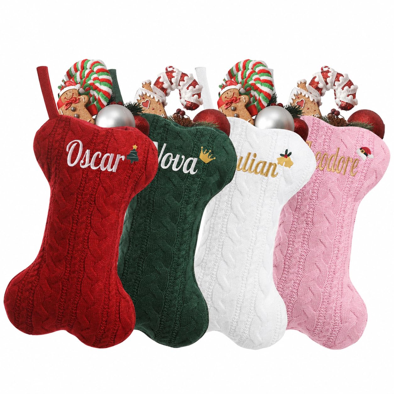 Sleeleece Personalised Christmas Stockings,Embroidered Christmas Stocking with Name,Personalized Xmas Stockingfor Family Holiday Christmas Party Decorations,Xmas Stockings with Name