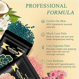 Wax Beads for Hair Removal, Bouvetan 1.3Lb/21oz Hard Waxing Beads for Brazilian Waxing, Waxing Beads for Eyebrow, Face, Bikini, Legs, Arms for Women Men Hair Removal with 10pcs Spatulas, 6 Packs