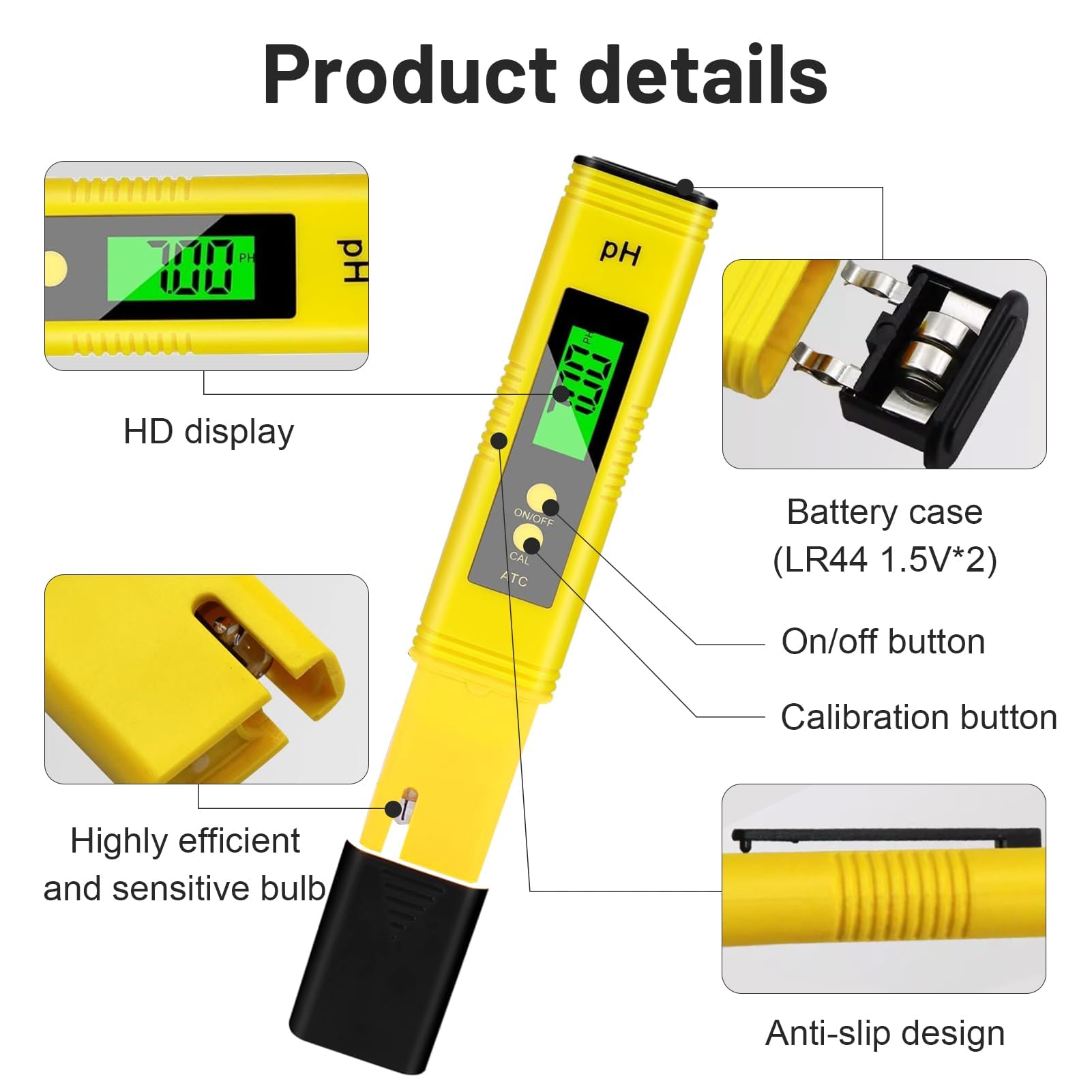 Medidor de PH Digital LCD Portátil Alta Precisión 0,01 0-14 N03-PH Acidity Meter