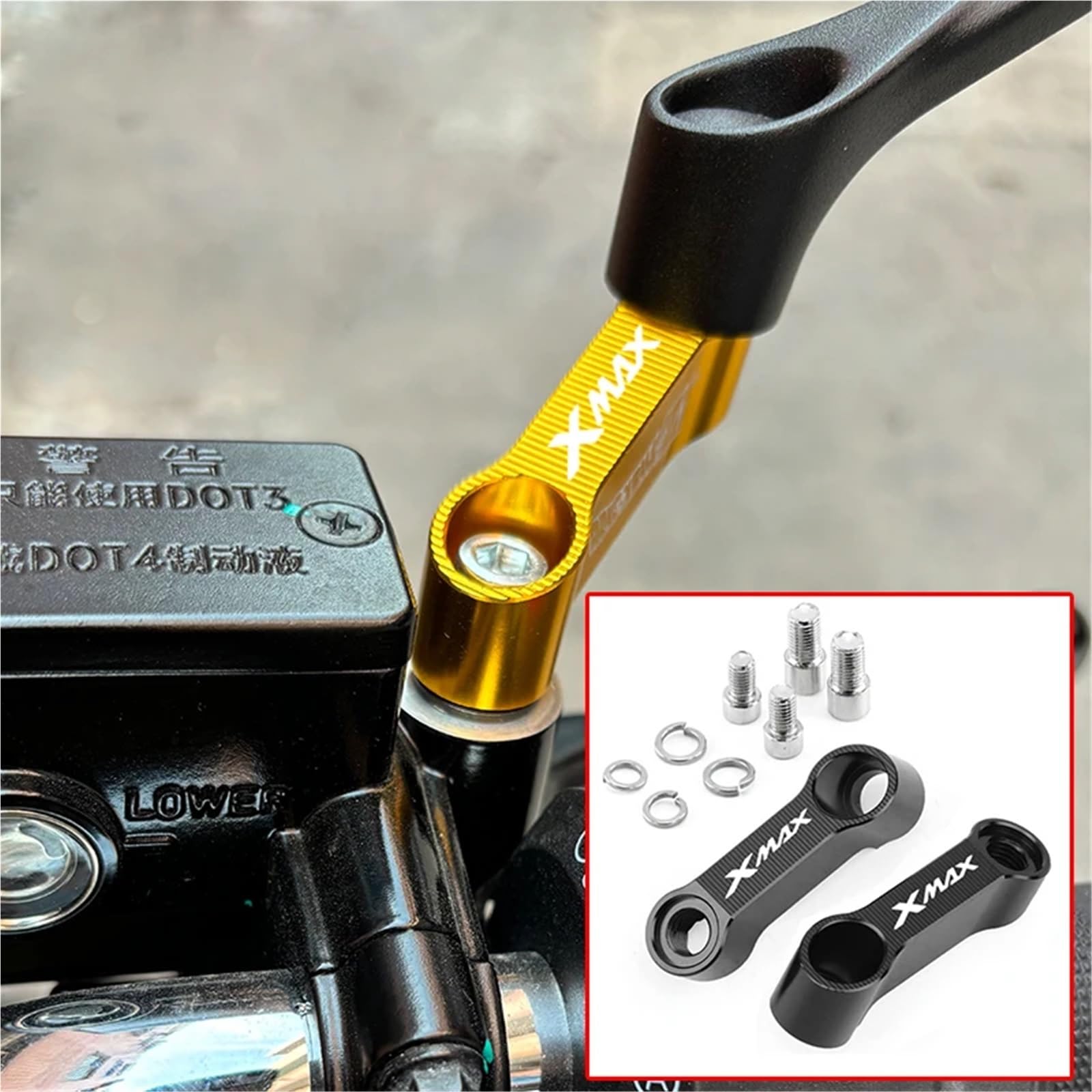 Adatto for YAMAHA XMAX X MAX X-MAX 125 250 300 400 XMAX 300 400 Accessori for moto Specchietti retrovisori Estensione Riser Adattatore di estensione(Black)