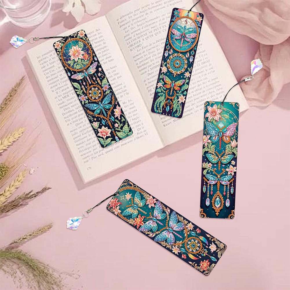8 Pezzi Segnalibri Dipingere con Diamante Modelli Colorati Forma Irregolare Cristallo Regalo per Amanti dei Libri