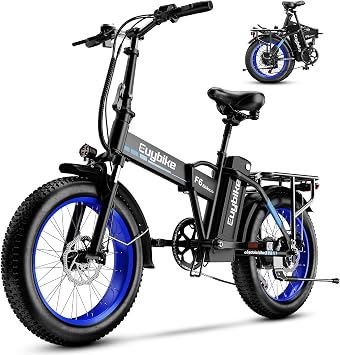 bluebiko 1000W Folding Electric Bike, 48V 20AH Removable Battery E Bike, 70 Miles Max Range, 20 Fat Tire Adults Electric Bike,7-Speed Ebike for City Commuting,Off-Roading,Mountain