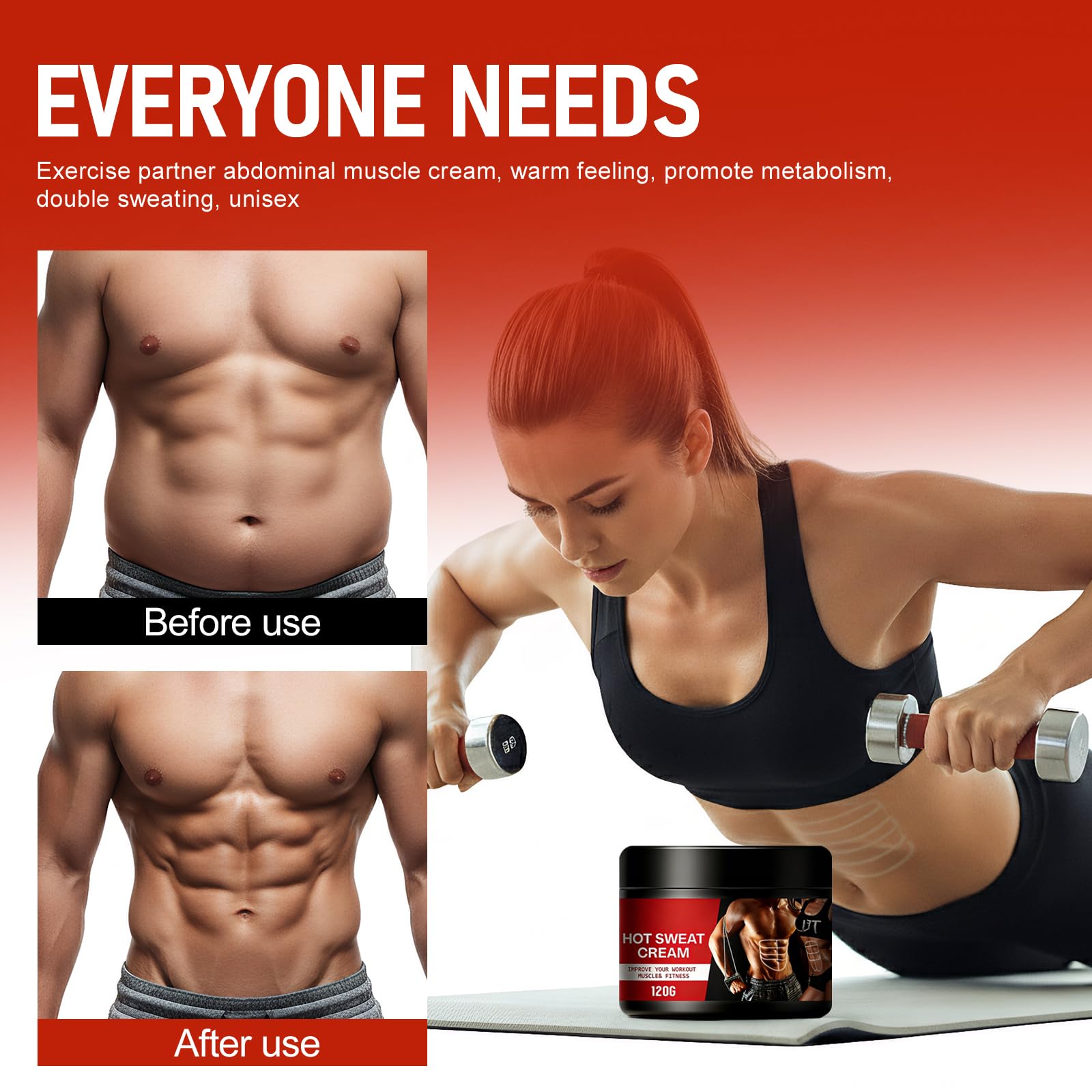 Crema abdominal de 120 g, Crema Quema Grasa Abdominal,Crema de masaje moldeadora corporal para adelgazar la cintura, Abdomen y Gluteos,Hot Cream — view 7