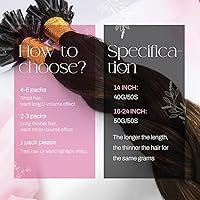 Vista 3 de Moresoo Ktip - Extensiones de cabello humano degradado de cejas oscuras a castaño, extensiones de cabello humano lacio con punta en U, invisibles