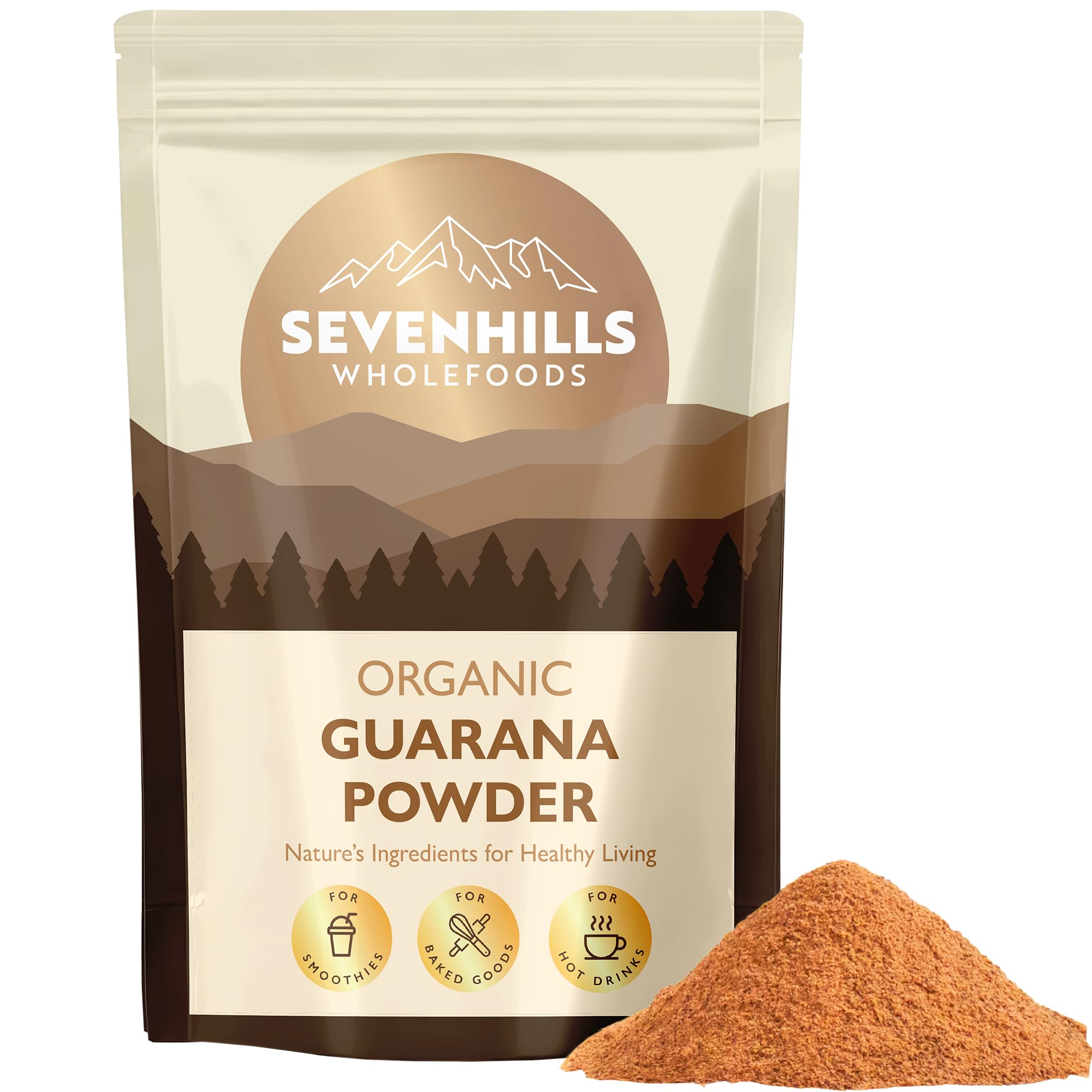 Sevenhills Wholefoods Organic Raw Guarana Powder 200g | High Caffeine Content | 100% Pure & Natural | from Brazil | Plant-Based Energy