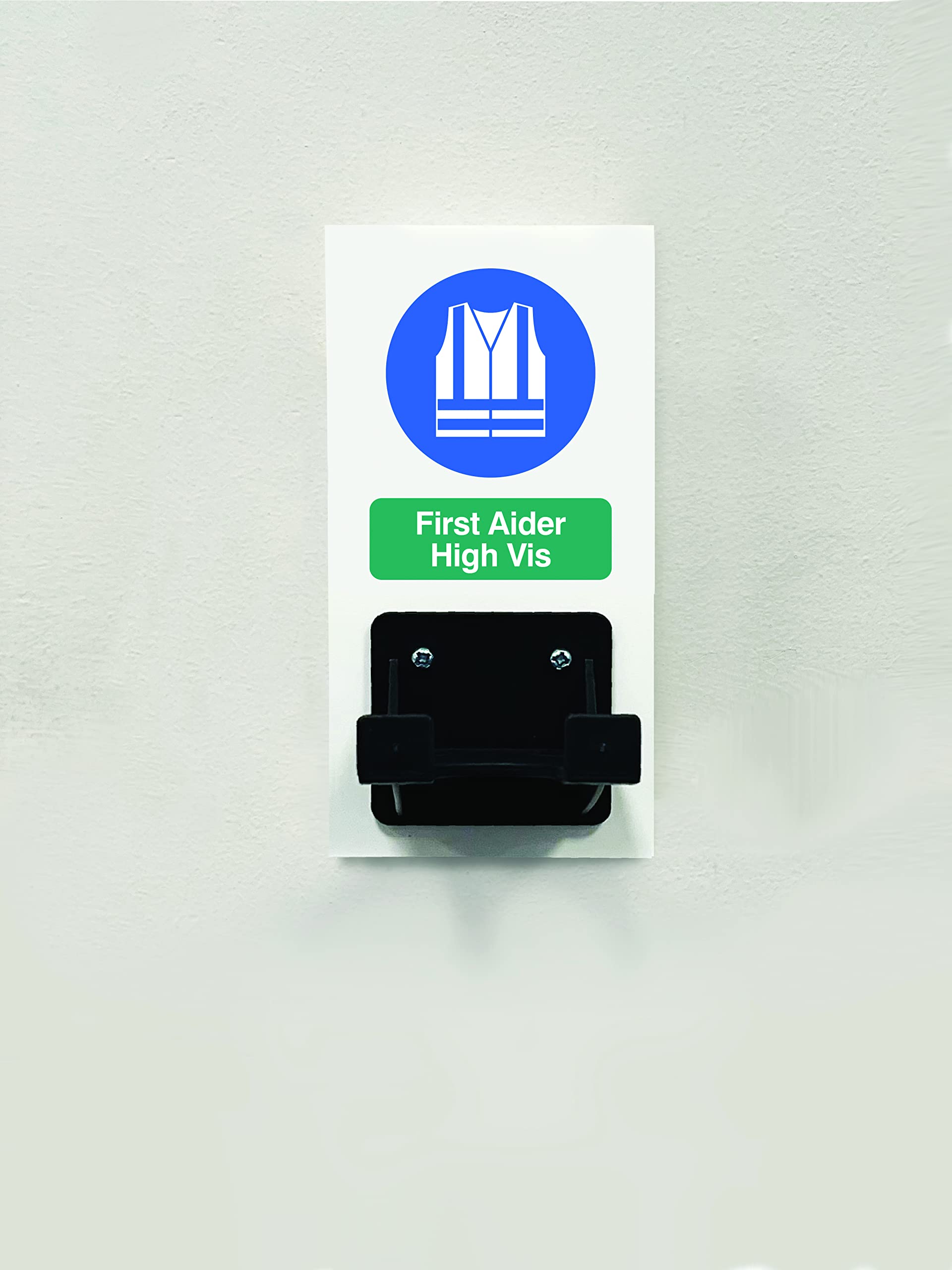 PPE Station - First Aider High Vis - Single Hook on 80x160mm 10mm foam pvc, ISO7010 compliant safety colours