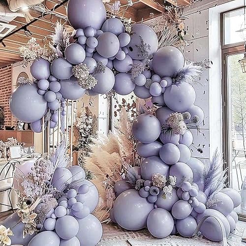 Miniatura 13 de Globos azules polvorientos de diferentes tamaños, doble relleno, color azul pizarra oscura, kit de arco de guirnalda de globos para baby shower