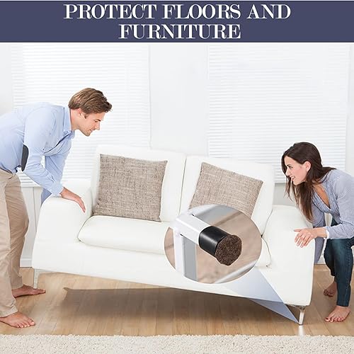 Miniatura 7 de Pllieay Paquete de 2 rollos de tiras de fieltro con respaldo adhesivo, almohadillas de fieltro para muebles de uso pesado para pisos de madera dura