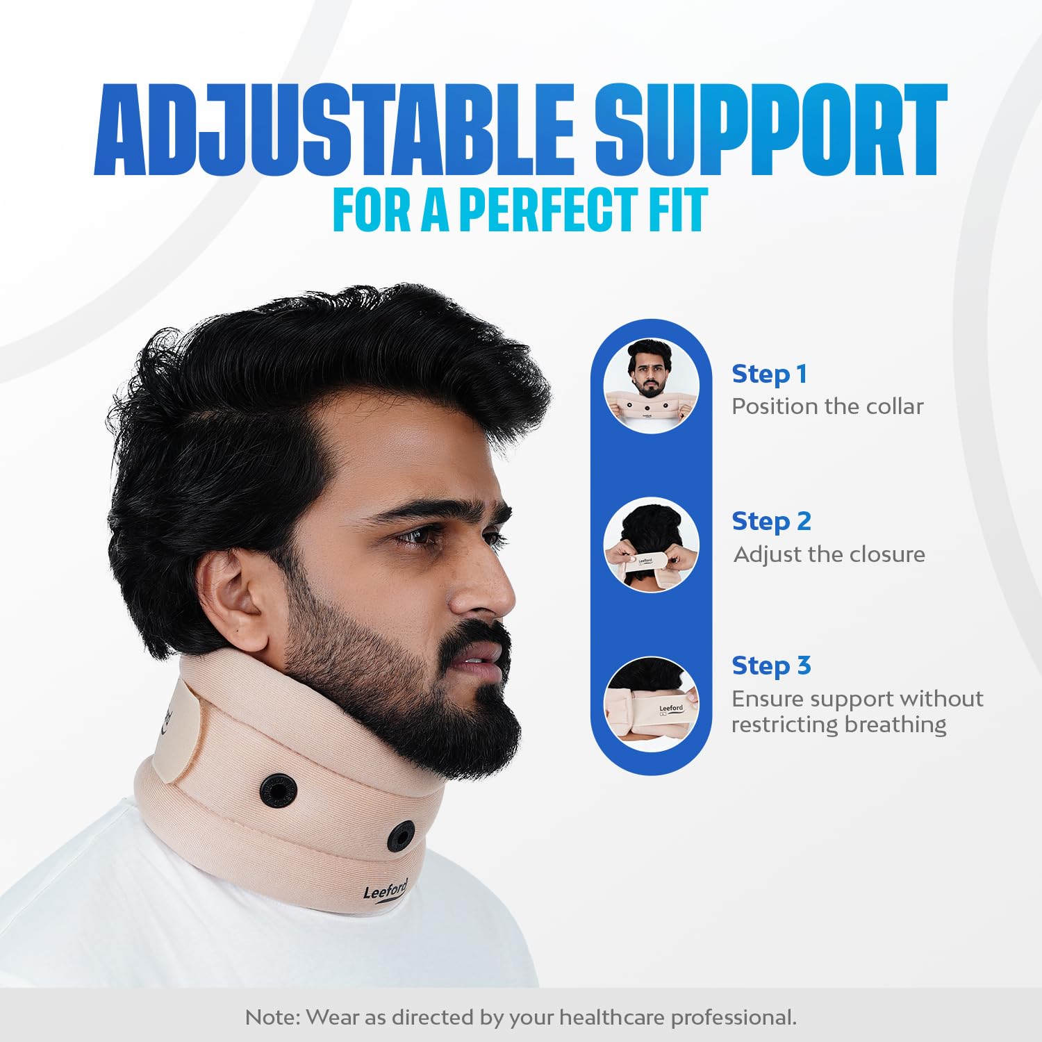 Leeford Ortho Soft Cervical Collar for Neck Pain & Spondylitis | Neck Support for Cervical Pain | Breathable Neck Band for Men and Women, Adjustable, and Skin-Friendly Size - Small - Image 7 thumbnail