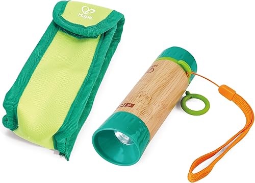 Hape Linterna de mano con funda, hecha de bambú, diversión de la naturaleza, juguetes al aire libre