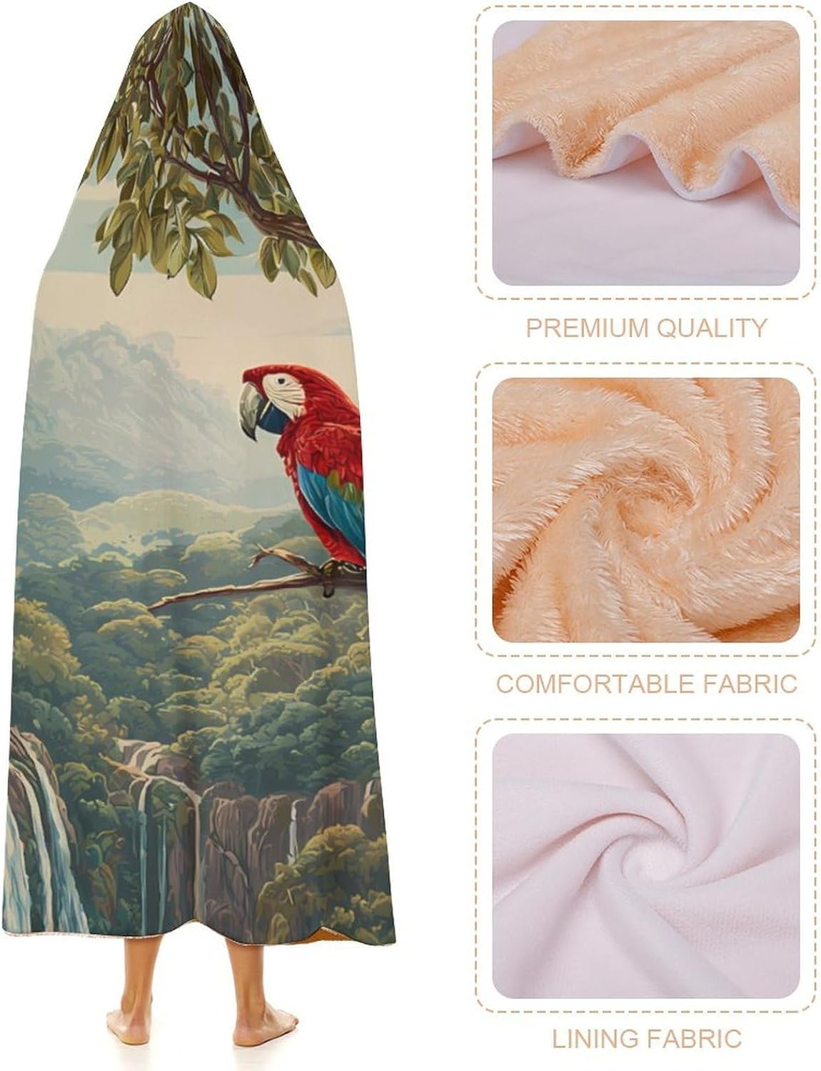 Travel Costarica Wearable Blanket Hoodie | Flannel Fuzzy Machine Washable Home Camping Lounging