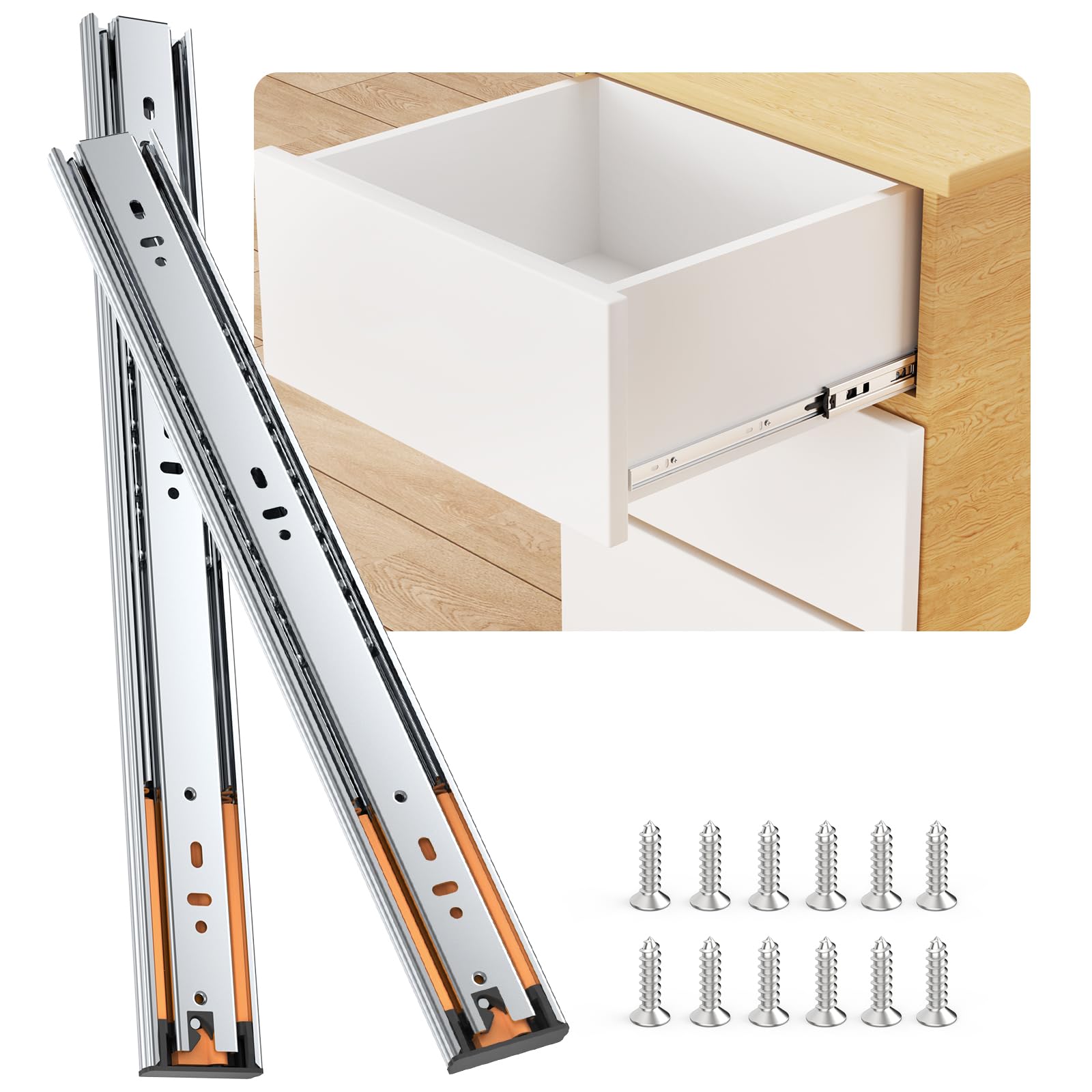 ELEBUILD 600mm Soft Close Drawer Runners, Heavy Duty Drawer Slides, Full Extension, Ball Bearing 45kg Load Capacity, Smooth Slow Closing, Side Mount Rails Glides for Cabinet (10 Pairs, 20 Pack)
