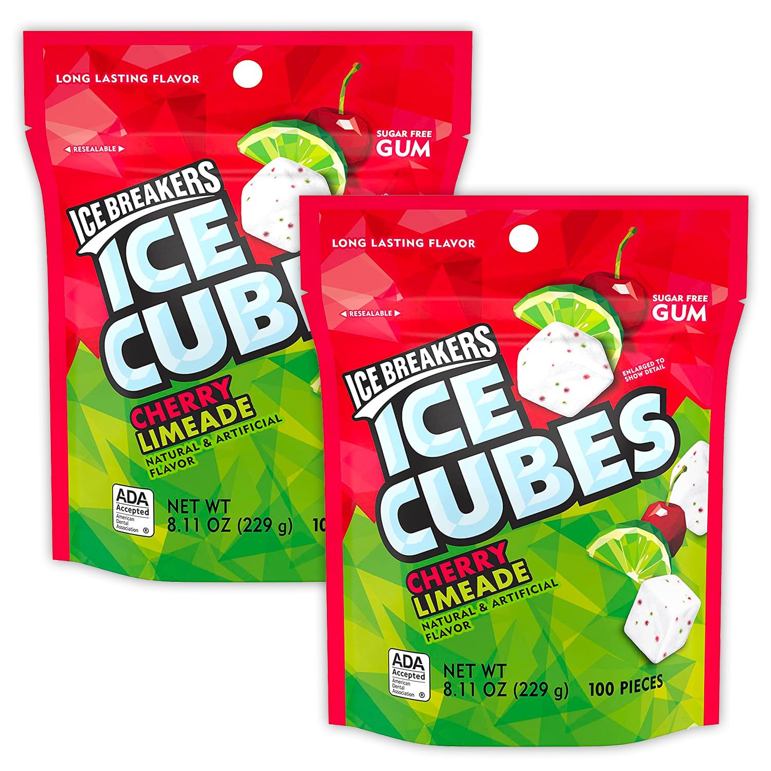 Ice Breakers Ice Cube Gum 2 paquetes de 100 piezas Goma de mascar