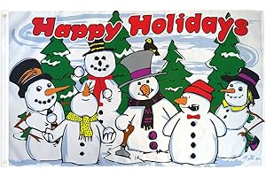 Happy Holidays Snowmen Flag - 3x5 Ft Outdoor Banner