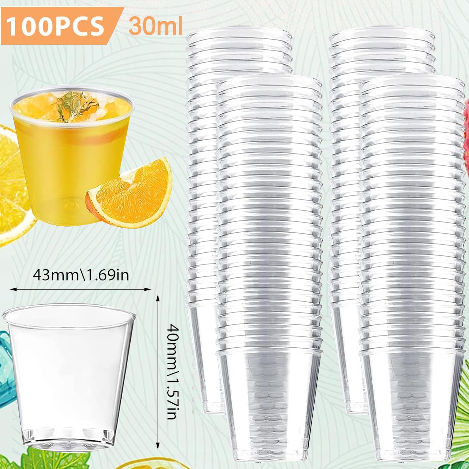 100 sztuk plastikowych kieliszków do wódki, 3 cl/30 ml, plastikowe kubki, kieliszki do wódki z tworzywa sztucznego, wielokrotnego użytku, na imprezy, Boże Narodzenie
