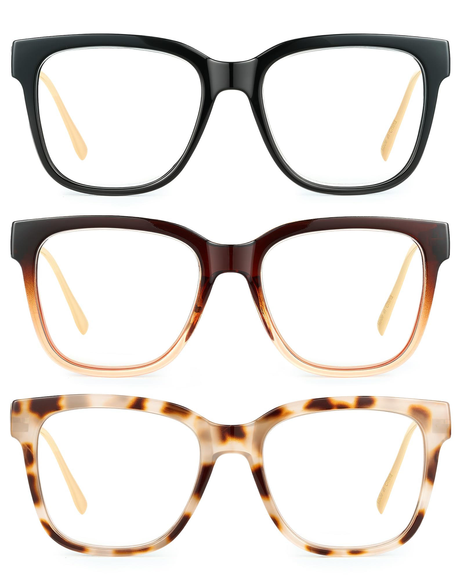 Photo 1 of JM Oversized Reading Glasses - 3 Pack Mixed Square Readers +3.0