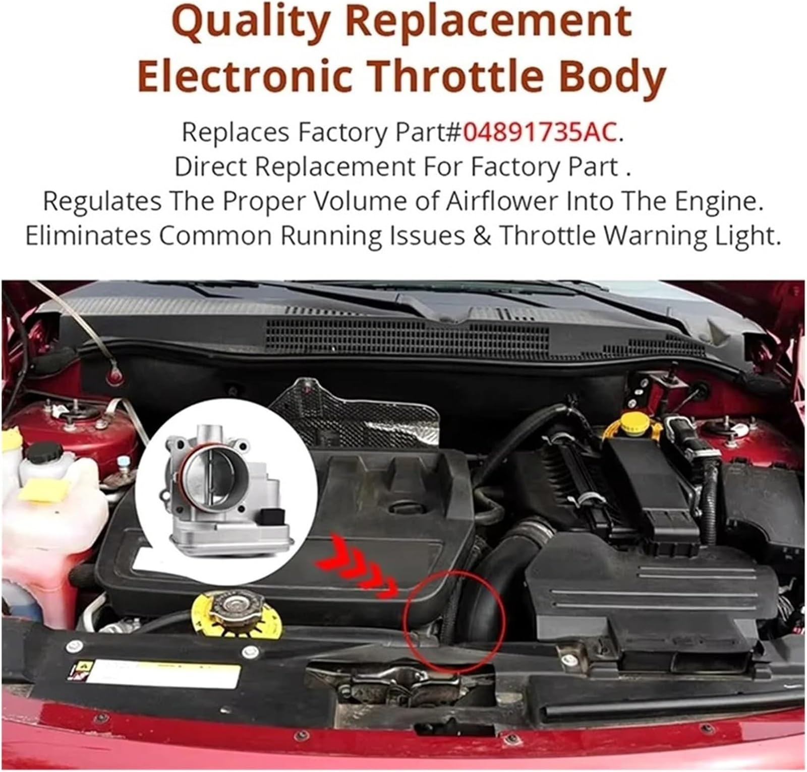 Corps de papillon automobile Ensemble de corps papillon pour Chrysler pour 200 2.4L vanne électronique 04891735AC